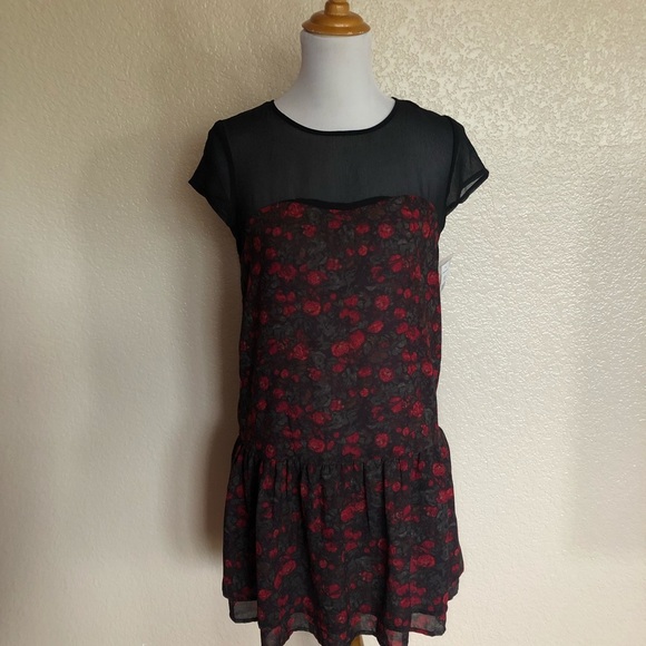Denim & Supply Ralph Lauren Floral Mesh Mini Ruffle Dress M - Picture 1 of 8